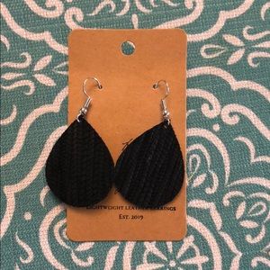 Black leather earrings